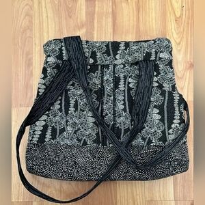 MARUCA Shoulder Bag Purse Handmade in Boulder, CO Black White Geo Floral